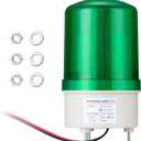 GKEEMARS Industrial Signal Alarm Tower Lamp LTE-1101J AC 110V, LED Rotating Strobe Warning Light with Buzzer for Emergency (Green)