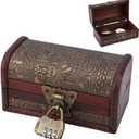 Vintage Wood Treasure Chest, Antique Jewelry Storage Box, Kids Storage Treasure Chest, Wooden Storage Decorative Box, European Style Classical Egyptian Case Jewelry Storing Container Home Decoration