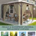 Patio Curtains Outdoor Waterproof - 10'Wx10'Lx7'H Weatherproof Pergola Outside Curtains, Gazebo Universal Replacement Privacy Curtains, 4 Panels Sidewall Drapes with Zipper, Cream