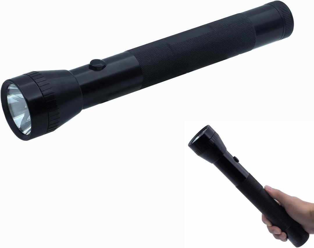 Heavy Duty LED Flashlight, 3 D Cell Battery, High Lumens, for Home Emergency,Single Mode, Aluminum Body, Black