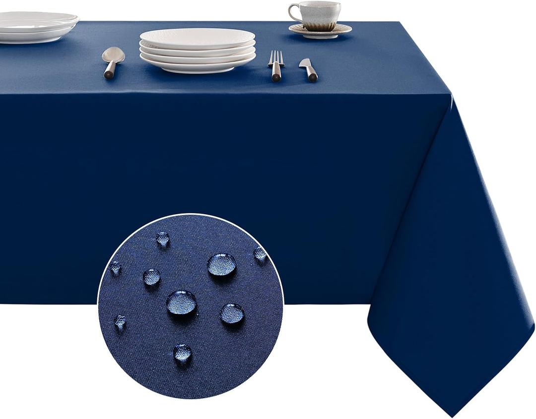 Veblandy Table Cloth Rectangle Waterproof Spill-Proof Wrinkle-Free Tablecloth Washable, Kitchen Dining Tabletop Decoration, Fabric Table Cover for Indoor and Outdoor Use, 52 x 70 Inch, Navy Blue