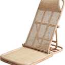 4-Gear Adjustable Folding Rattan Floor Chair Foldable Beach Chair Lazy Floor Lounge Tatami for Home and Office Relaxation