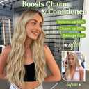 KooKaStyle Invisible Wire Hair Extensions with Transparent Wire Headband Adjustable Size 4 Secure Clips Long Wavy Synthetic Hairpiece for Women(20inch Beige Blonde mix Lvory Blonde Highlights)