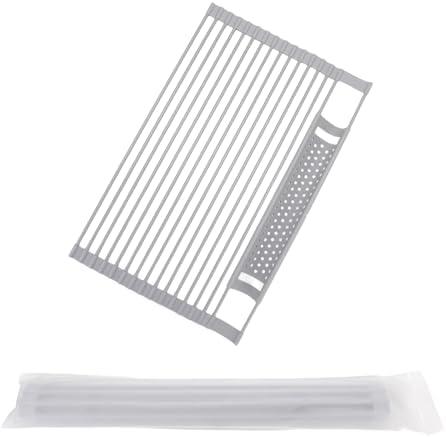 Route Kitch Roll Up Dish Drying Rack, Silicone All Inclusive Portable Drainer for Kitchen Sink Counter