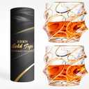 EdensDECOR Whiskey Glasses Gift Set (24k Gold Plated) Unique Luxury Gift For Men, Liquor Tumber, Bourbon, Scotch, Dad, Husbands