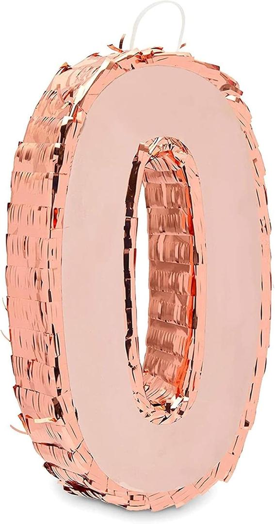 BLUE PANDA - Rose Gold Pinata for Birthday Party, Number 0 (Small)