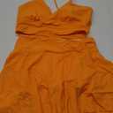 Pink Queen Women's High Waisted Bikini Set Two Piece Swimsuit V Neck Spaghetti Straps Swim Skirt Bathing Suit, XL. Orange