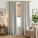 NICETOWN Bedroom Curtains 2 Panels Sets Faux Linen Textured, Pinch Pleated Room Darkening Light/Heat Blocking Window Drapes Thermal Insulated for Living Room, Angora, W50 x L108, 2 Panels