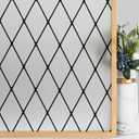 VELIMAX Frosted Black Lattice Window Film Static Cling Window Privacy Films Decorative Glass Vinyl Film for Windows Removable Sun Blocking Anti-UV 17.7x78.7 inches