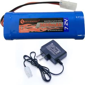 7.2V RC Battery Pack(1 Pack) 3800mAh High Capacity 6-Cell NiMH Flat Battery Pack w/Standard Tamiya Connector+7.2V Smart Charger(1 PCS)