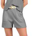 ANRABESS Women's Two Piece Summer Outfits Knit Sweater Short Sets Pullover Tops & Shorts Lounge Matching Clothes Set (S)