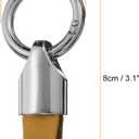 2 x HARFINGTON Car Key Chain Ring Clip Small Leather Keychain Key Fob Key Fob Accessory with Keyrings for Home Car Keys (Silver Tone Brown)