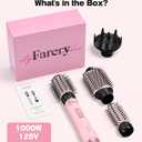 Farery Rotating Hot Air Brush Set 1000W 4 in 1 Blow Dryer Brush Styler with Diffuser, Hold-to-Rotate Round Brush for Volume, Smooth & Curl, Best for Fine to Medium-Thick Hair, Pink