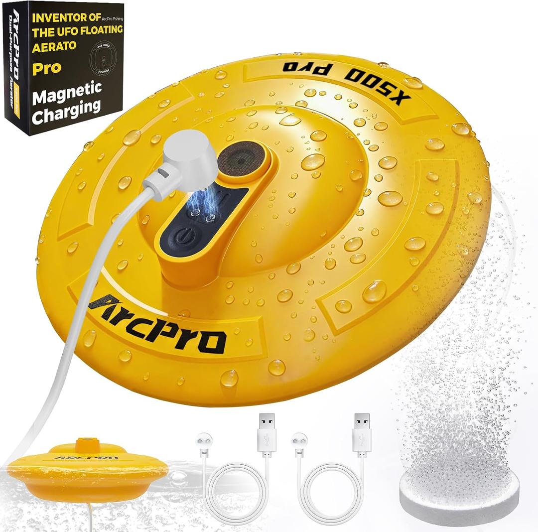 Floating & Rechargeable Bait Bucket Aerator, IPX7 Waterproof with Magnetic Charging, Ultra-Quiet Bubbler for Live Minnows, Portable Aerator for Fishing
