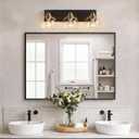Bathroom Light Fixtures, 3-Light 22 Inch Black and Gold Bathroom Vanity Light, Modern Wall Sconces with Clear Glass Globe Shades, Vanity Lighting Fixtures Over Mirror, E26 Socket (Bulbs Not Included)