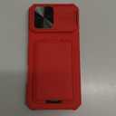 SSLOTSCASE for iPhone 16 Pro Max Case with Credit Card Holder & Lens Cover Stand & Kickstand, Multi Functional TPU Sturdy Protective Wallet Case Cover for iPhone 16 Pro Max 6.9'' 5G, Red