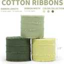 Keypan Spring Green Ribbon 1-1/2 Inch x 15 Yards Handmade Cotton Frayed Fringe Fabric Ribbons for Crafts Flower Bouquets Wedding Christmas Tree Home DIY Decor
