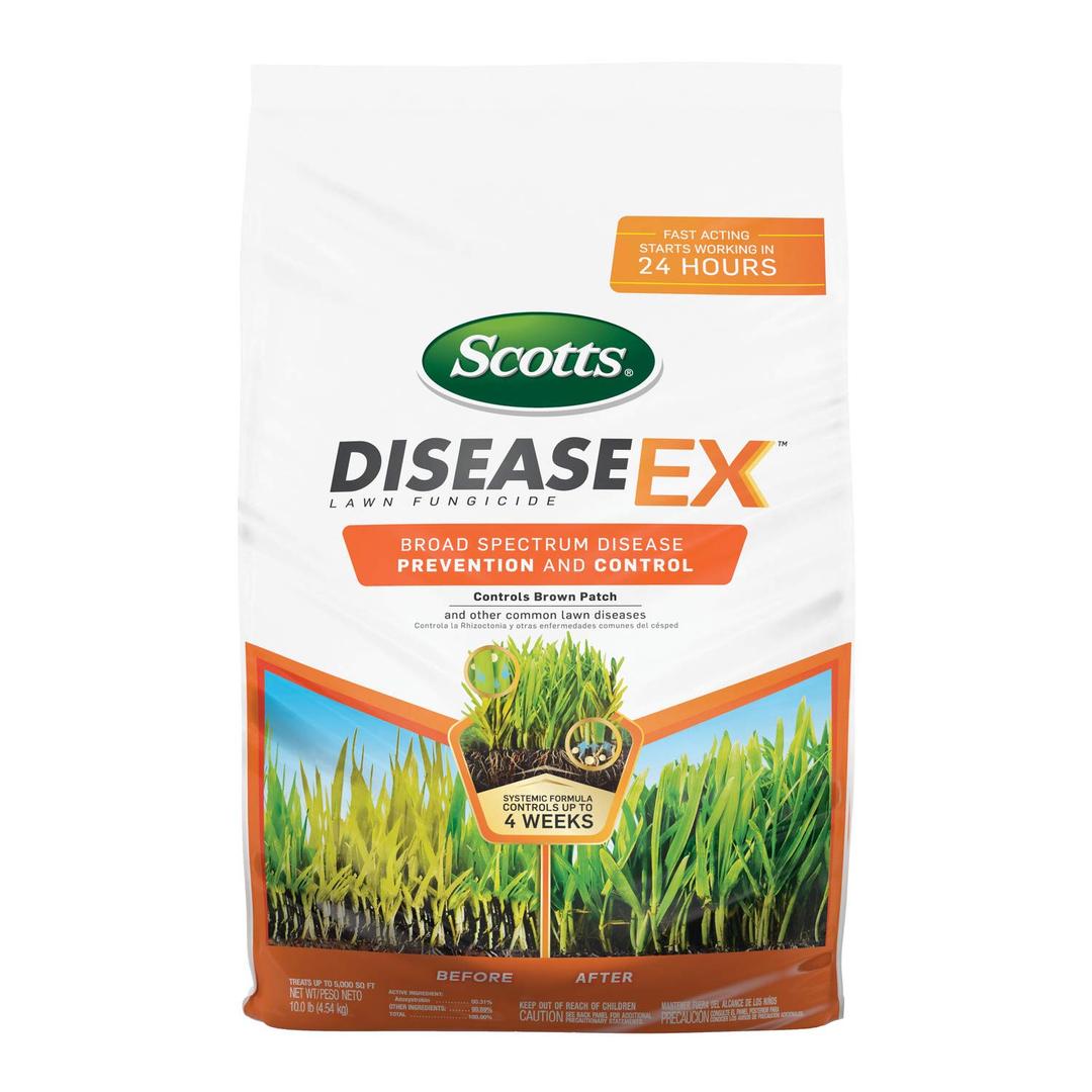 Scotts DiseaseEx Lawn Fungicide, Controls and Prevents Disease Up to 4 Weeks, Treats Up to 5,000 sq. ft., 10 lbs. Scotts DiseaseEx Lawn Fungicide, Controls and Prevents Disease Up to 4 Weeks, Treats Up to 5,000 sq. ft., 10 lbs.