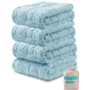 4 Pcs Baby Blankets for Boys Soft Toddler Small Blanket for Daycare, Fleece Kid Mini Blanket for Crib Baby Shower, 30 X 40, Blue