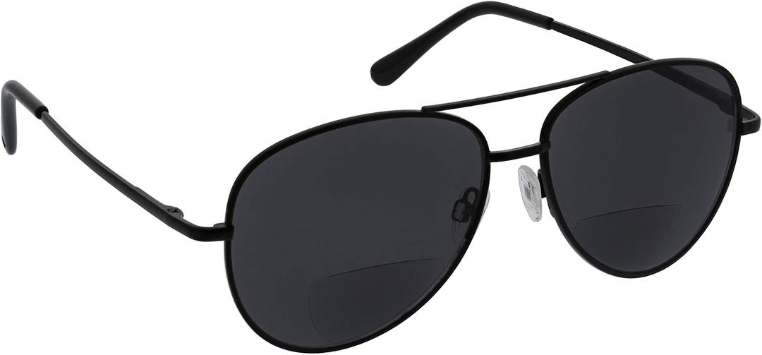 Peepers by PeeperSpecs Womens Ultraviolet Bifocal Aviator Sunglasses, Black, 1.50
