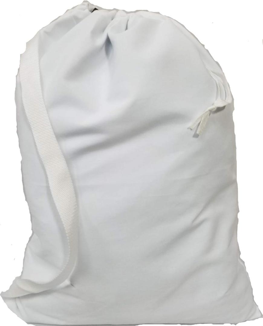 White Laundry Bag 22"x28" with Shoulder Strap - Made in USA