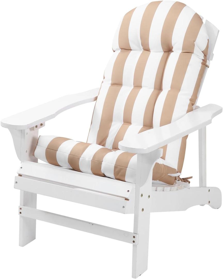 Enipate Weather Resistant Adirondack Chair Cushions High Back Indoor Outdoor Patio Tufted Lounge Cushion Seat Pads,  Yellow White Stripe