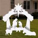 Outdoor Nativity Scene for Christmas Decorations, 4ft Weather Resistant PVC Nativity Set, Outdoor Large Christmas Decorations for Lawn, Front Yard & Church
