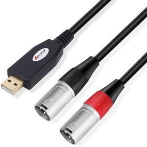 USB to XLR Audio Cable, USB-A to Dual XLR Male Output Cord, PC to Stereo Audio Cable Converter for Amplifier, Speaker, etc 10Ft