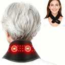 Neck Massager with Heat and Vibration Massage, Cordless Neck Heating Pad for Pain with 660nm 850nm Red Light, Heated Neck Brace Wrap for Women Men, Christmas Gifts for Mom Dad