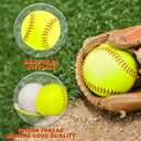 Bucket of 13 Practice Softballs, Official Size and Weight Slowpitch Softball Unmarked Leather Covered Youth Fastpitch Ball Sports Ball for Games, Practice and Training, Yellow