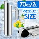 Funnymoom 3 Pack 70oz/2l Stainless Steel Water Pitcher Modern Metal Pitcher with Ice Guard Silver Carafe Drink with Handle or Iced Hot Drink Tea Juice Coffee Beer (EXP 08/08/32)