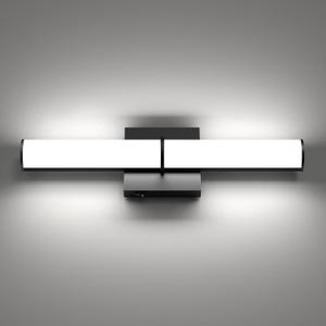 OOWOLF 17.3Inch Modern Black Vanity Light Fixture with Switch, 12W 5000K Led Bathroom Light Fixture Over Mirror, Hardwired Wall Light, 1200LM Vanity Light Bar for Mirror Bedroom Hallway Living Room