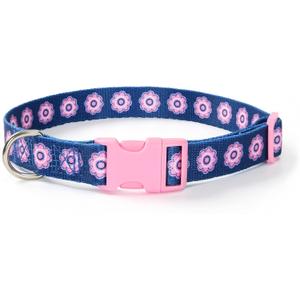 Mile High Life Nylon Puppy Dog Collar w Cute Patterns Lightweight Girl Boy Collar for Small/Medium/Large Dogs (Pink Flower, Medium Neck 13"-17")