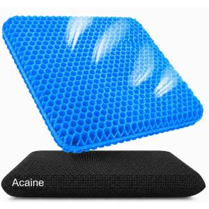 Extra Thick Large Pure Gel Seat Cushion for Long Sitting, Breathable Comfort Cushion for Back, Sciatica, Tailbone & Hip Pain Relief, Washable Portable Cushion for Office Chair, Car, Wheelchair, 18" x 18" x 1.8"