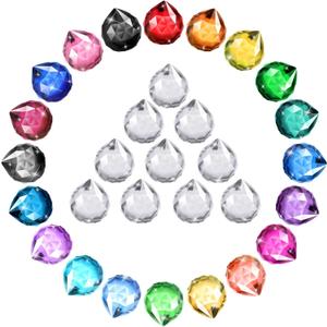 30 Pack Crystal Ball 20 mm Prism Suncatcher Sun Catchers Hanging Crystals Prisms for Windows Gift Feng Shui (Multicolor)