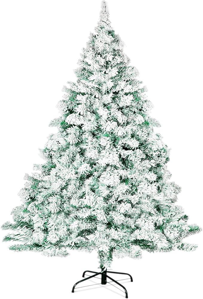 Outroad 6ft Snow Flocked Christmas Tree Premium Hinged Artificial Pine Tree,Xmas Tree Metal Stand and 800 Lush Branch Tips Holiday Decorate, Easy to Assemble, White Outroad 6ft Snow Flocked Christmas Tree Premium Hinged Artificial Pine Tree,Xmas Tree Metal Stand and 800 Lush Branch Tips Holiday Decorate, Easy to Assemble, White
