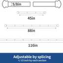 Curtain Rods 2 Pack 5/8 inch Black Curtain Rods for Windows 30 to 45 Inch with Brackets Easy to Install for Bedroom Living room Kitchen30", 45"