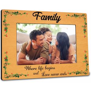 5 x Picture Frame For 4"x6" Photos, Family Where Life Begins And Love Never Ends, Rustic Photo Frame Gift For MenWomen, FamilyNewlyweds, Office & Home Desktop Decorations - A03