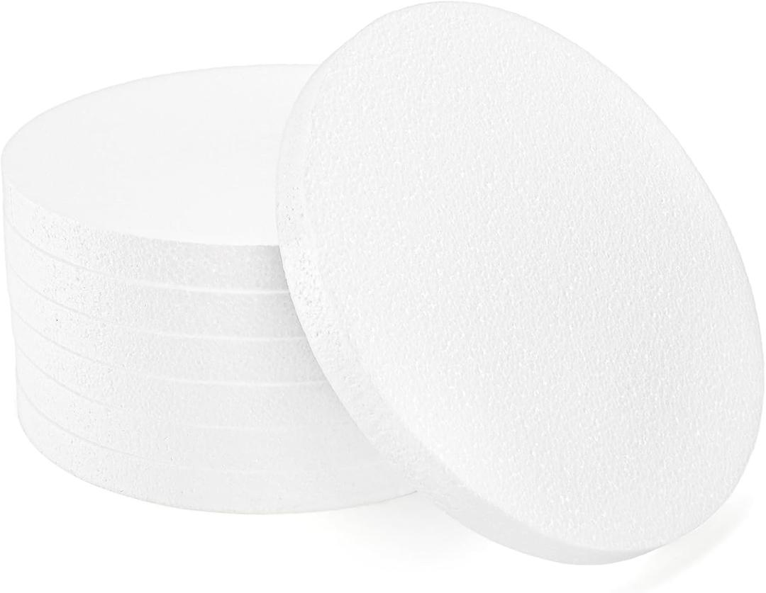 ZOOFOX 7 Pack Round Foam Circles for Crafts, 12" x 12" x 1" Thick Polystyrene Foam Discs for Wedding Holiday Modeling Sculpting School Crafts and DIY Projects