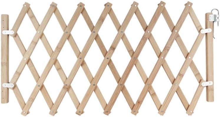 Expandable Wooden Dog Gate for Stairs Doorways, Folding Accordion Pet Fence for Small Dogs Puppies, Portable Safety Barrier for Indoor House, Natural Wood