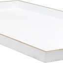 White Decorative Tray with Handles, Octagon Versatile Serving Tray for Coffee Table, Ottoman, Ideal for Serving, Displaying, Organizing (15.7" x 10.2" x 1.6")
