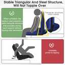Stadium Seats Cushion for Bleachers with Strong Back Support, Folding Bleacher Seat with 20In Wide Cushion, 4LBS Lightweight, 6 Reclining Positions, Multifunctional Floor Chair for Indoor or Outdoor, 28.9*20*3 in 20*17.3*16.9in