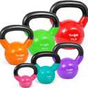 Yes4All Kettlebell, Vinyl Coated Kettlebell Cast Iron Sets with Stable Flat Bottom for Full Body Workout, Push up, Grip Strength Training & Weights Exercises (Multicolor)