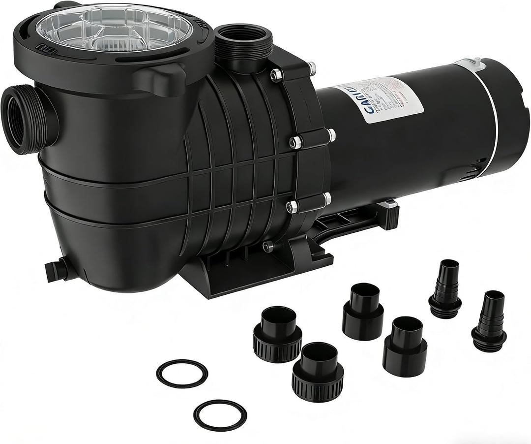 GarveeLife Swimming Pool Pump 1.5 HP 1100W 110-120V Pumps with Strainer Basket for Above/In-ground Pool