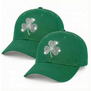 Tarpop 2 Pieces American Flag Bling Baseball Cap Adjustable USA Hat Cowboy Hat Patriotic 4 of July Hats for Women Men (Clover)