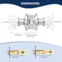 Orger 5 Pack Glass Door Knobs for Hallway and Closet, Crystal Passage Door Knobs with Round Diamond Shape, Non-Locking Interior Door Handles, Round Rosette with Satin Nickel Finish