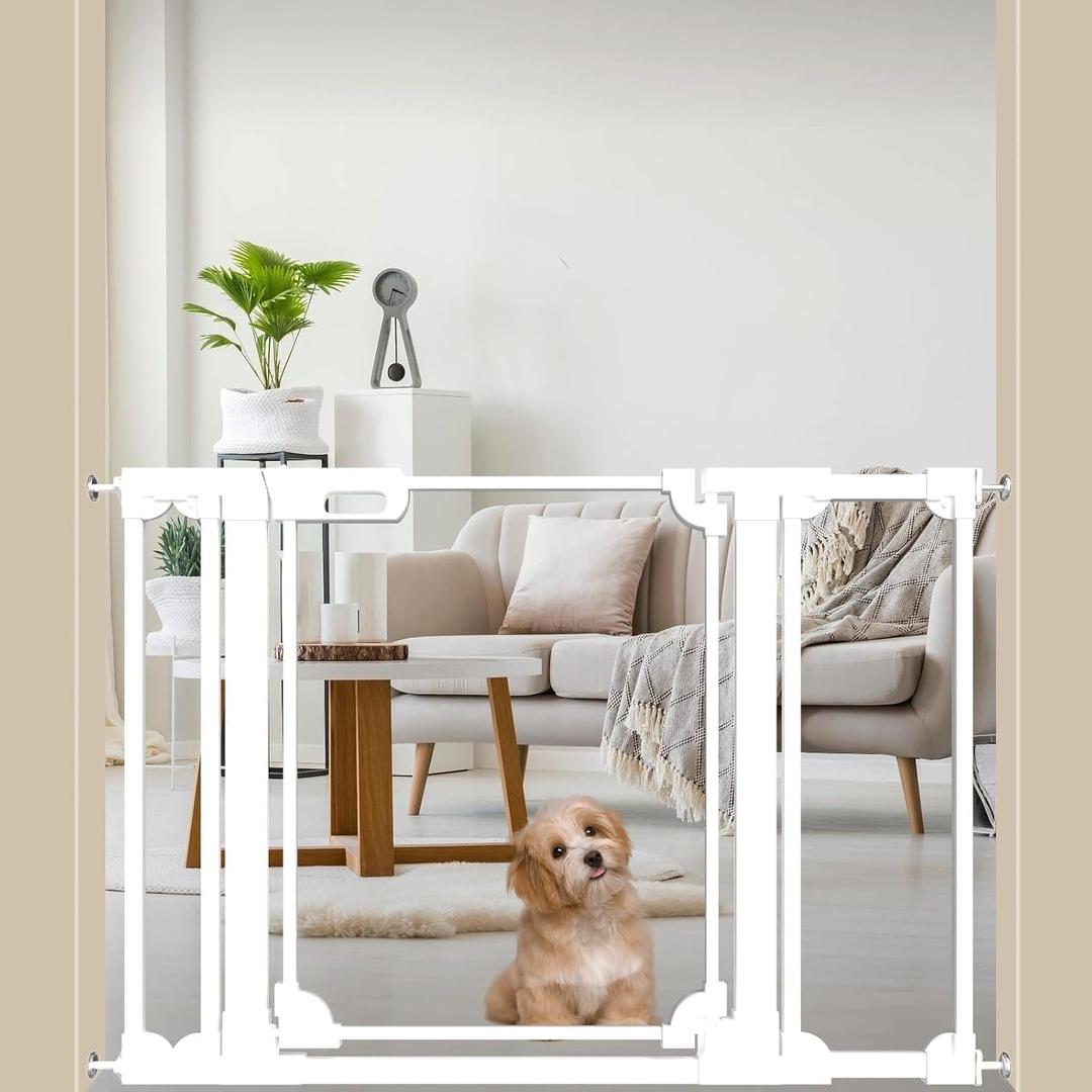 WAOWAO Clear Baby Gate for Stairs Modern Design Acrylic Auto Close Pet Gate, 29.52-47.24" Wide Safety Baby Gate for Doorways,White Clear Dog Gates Indoor, Hallways,Kitchen