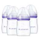 Lansinoh Anti-Colic Baby Bottles for Breastfeeding Babies, 5 Ounces, 4 Count, Includes 4 Extra Slow Flow Nipples, Size XS