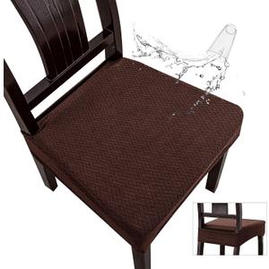 Genina Waterproof Seat Covers for Dining Room Chair Covers Waterproof Dining Chair Covers (6 PCS-Rear-Covered, Chocolate)