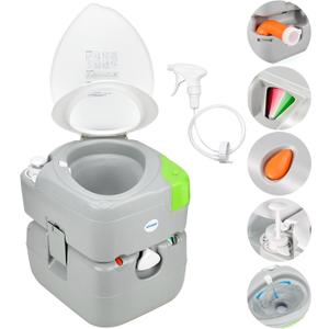 Kohree 5.8 Gal Camping Toilet: Portable Toilet for Adults with Diagonal Elongated Bowl Seat, Large Waste Tank, Leak-Proof Cassette with Level Indicator, RV Travel Porta Potty for Boat Trip Home Use